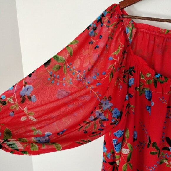 Calvin Klein Top Womens Size 1X Red Floral Lightweight Flowy Relaxed Casual - Picture 5 of 8